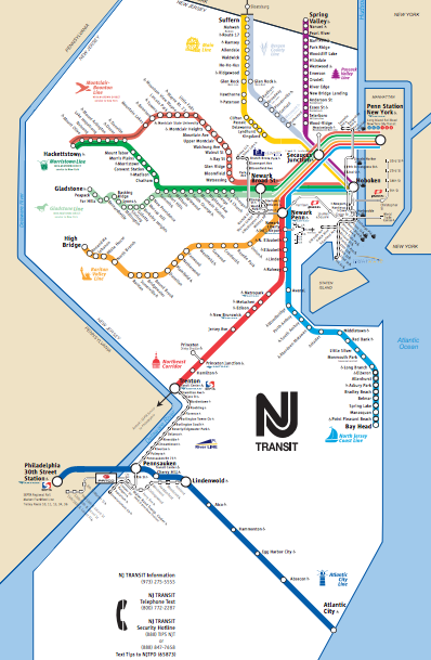 NJ Transit map, New Jersey