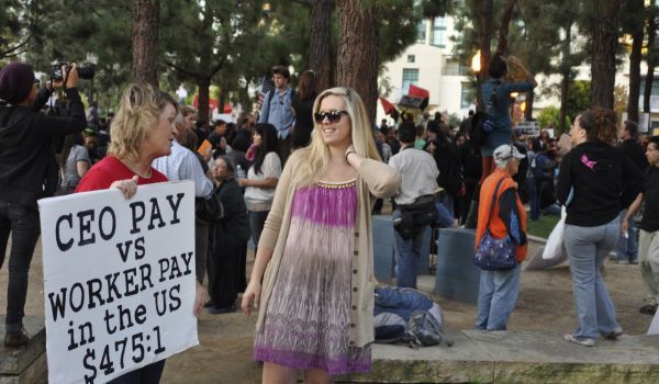Woman at Occupy San Diego protest in 2011