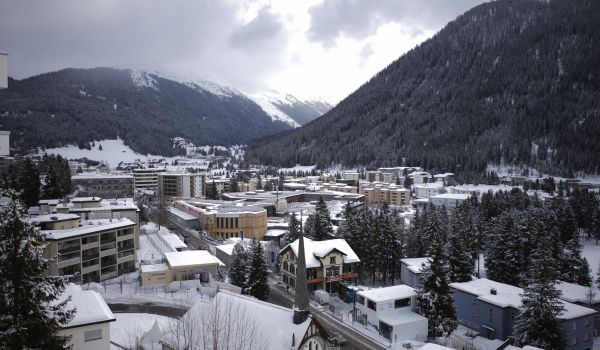 The Davos Congress Centre, center, is prepared for the World Economic Forum in Davos, Switzerland, Sunday, Jan. 19, 2020. The 50th annual meeting of the forum took place in Davos from Jan. 20 until Jan. 24, 2020.