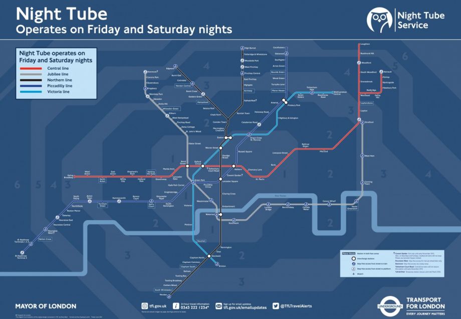 London Tube Map Night Hours