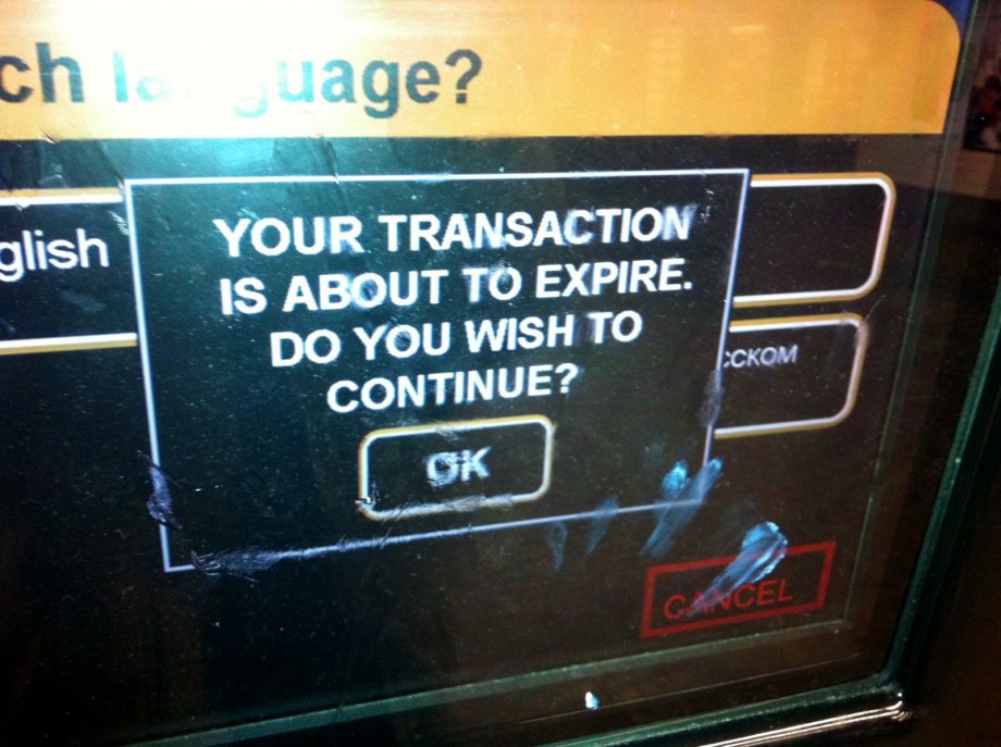 A touch screen saying 