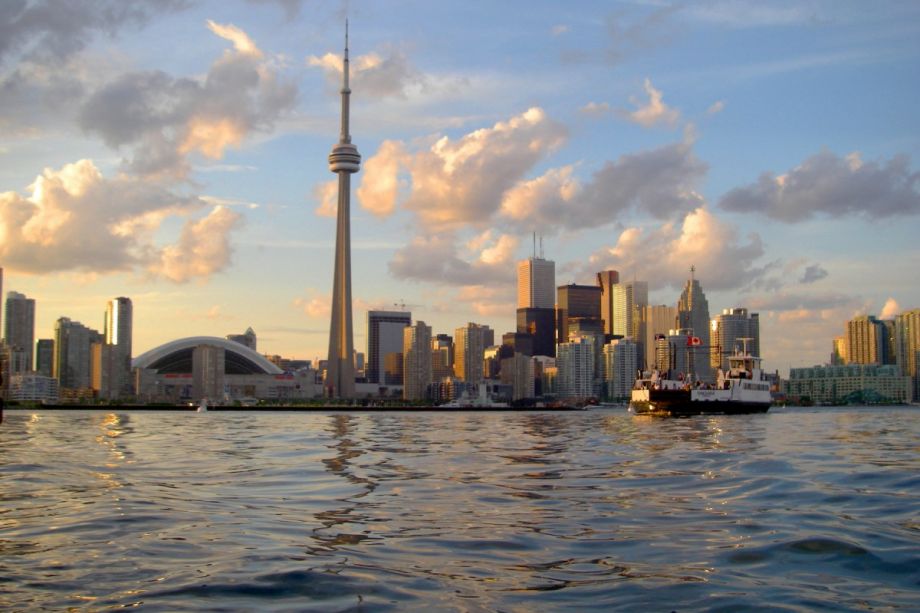 A look at the CN tower in Toronto from across Lake Ontario. 