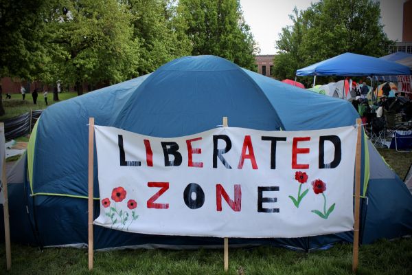 An encampment at the University of Oregon demands divestment from companies supporting Israel.