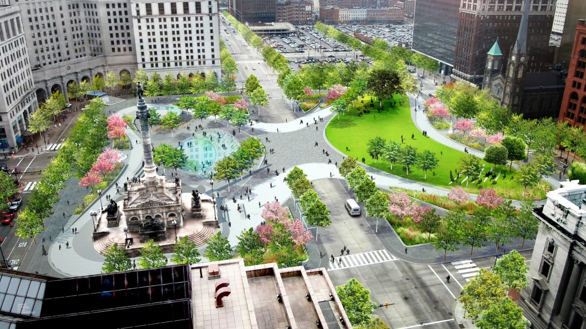 Cleveland’s Revamped Public Square Mixes Downtown’s Future With