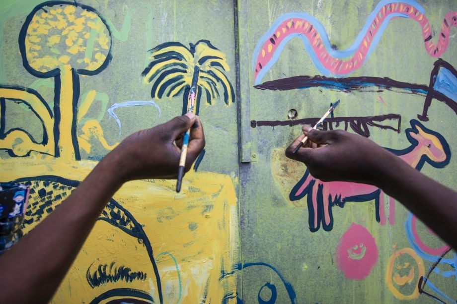 Painting the Artolution mural in Paris