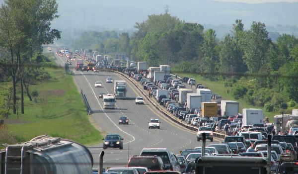 Traffic jam on a highway