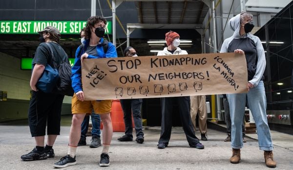 Anti-ICE and anti-deportation protesters in Chicago.