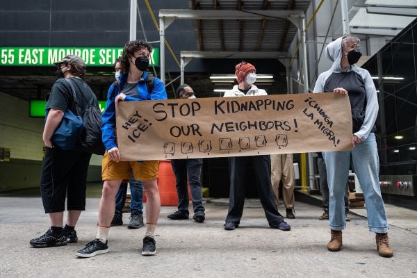 Anti-ICE and anti-deportation protesters in Chicago.