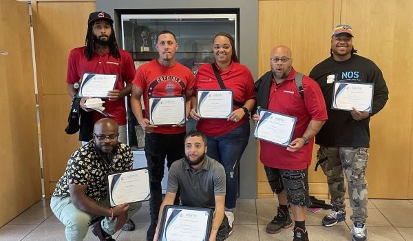 The newest cohort of NuEntry Opportunity Specialists celebrate the completion of their training program. (Photo courtesy of Camden County)