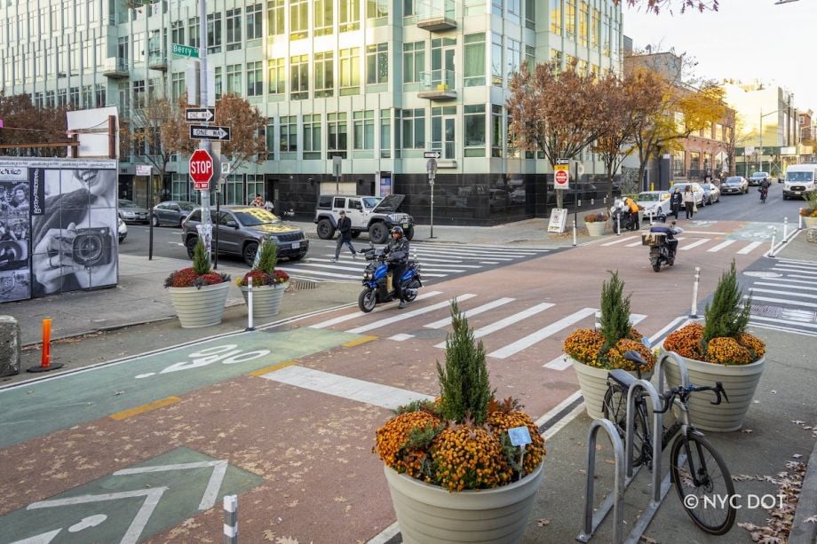 A bike boulevard at Berry Street in Brooklyn