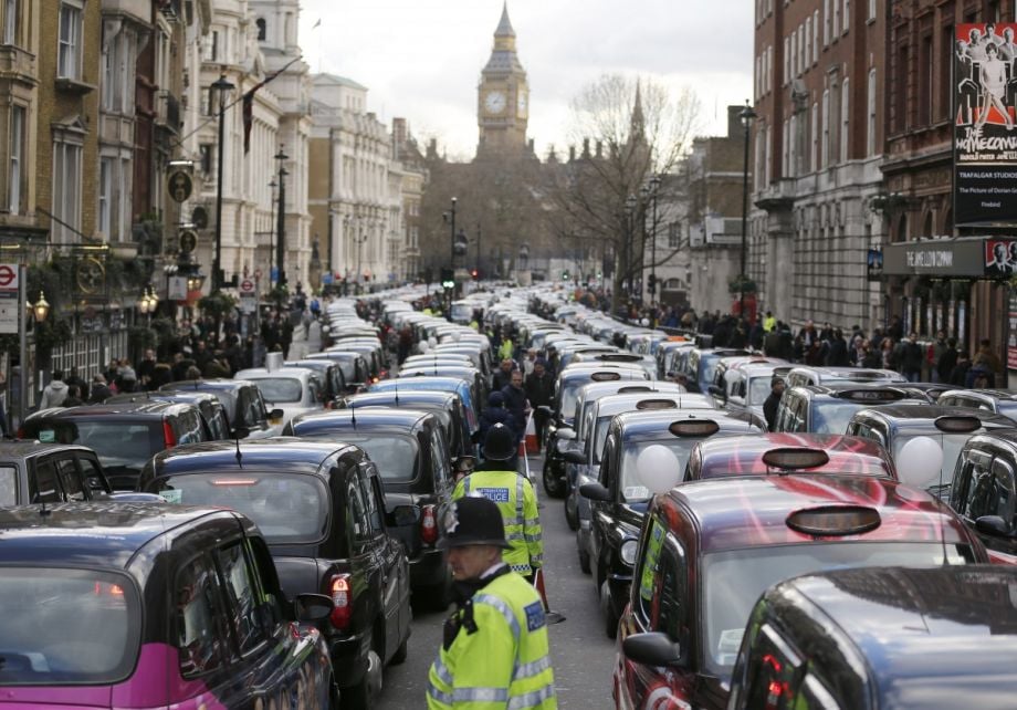 Taxis protesting Uber in London
