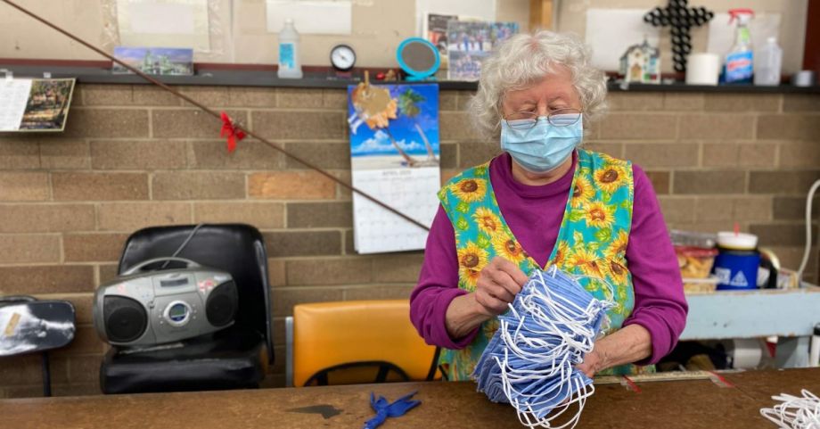 Mildred Crowder, of Quinter Textiles, assembles face masks as part of the Carolina Textile District's contract to produce PPE for health-care workers in the region and beyond. 