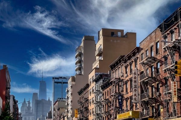 Exterior of apartments in New York City's Chinatown