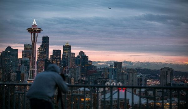Seattle skyline and sunrise