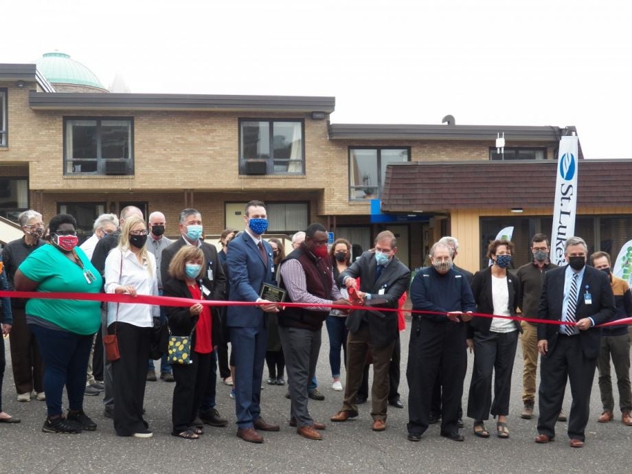 Ribbon cutting at the St. Francis Apartments in Duluth, which will offer over 40 units and supportive services. 