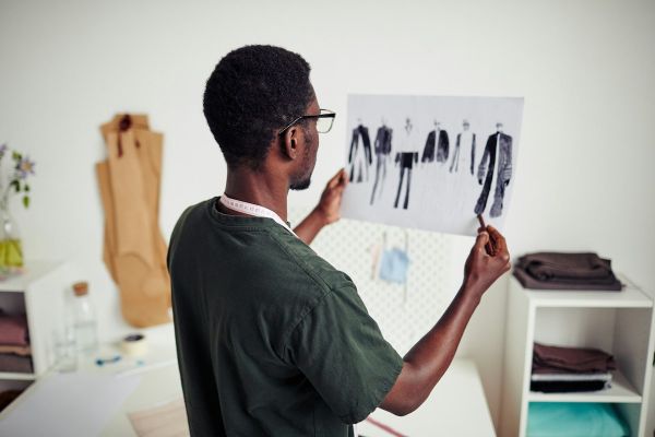 Young Black man designing clothing