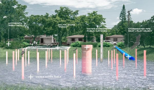 The winning proposal to turn a vacant lot into a flood management area