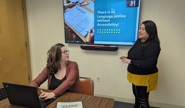 A language justice workshop in the City of Cambridge, MA.