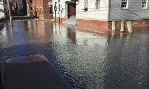A flooded street in Maine