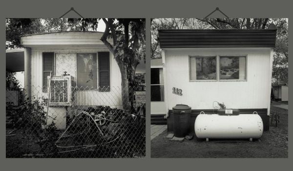 Photographs of trailer homes.