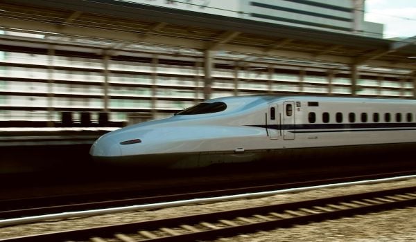 High-speed maglev train in Japan.