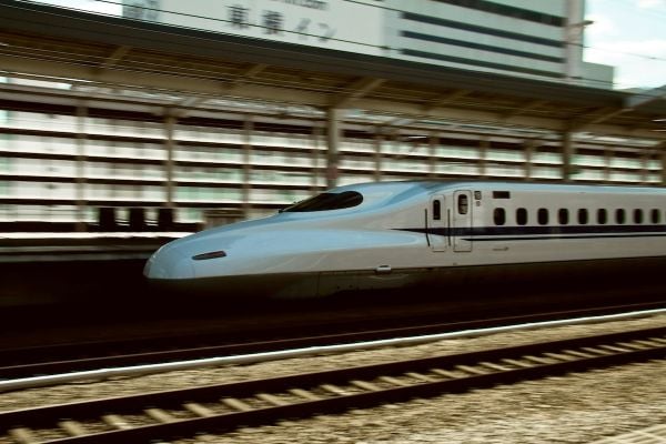 High-speed maglev train in Japan.