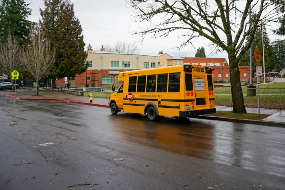 School bus parked on street