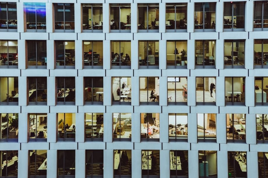 Rows of windows of an office building