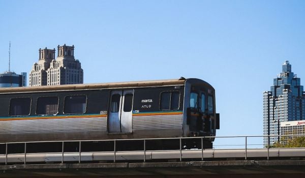 A MARTA train driving in Atlanta, Georgia