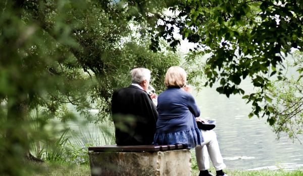 senior couple sitting together