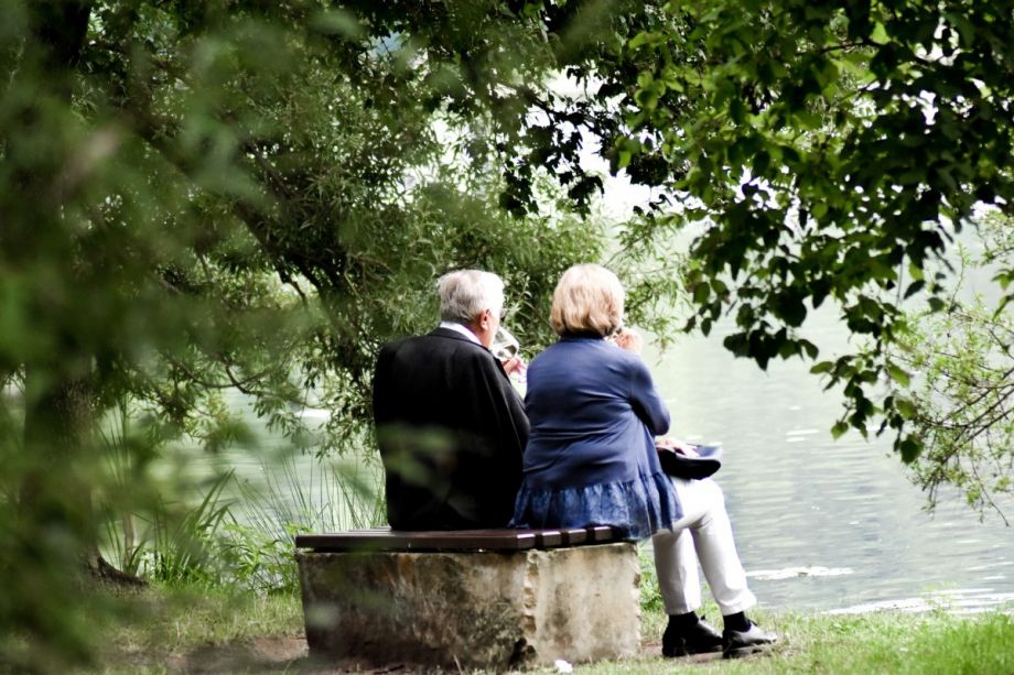 senior couple sitting together
