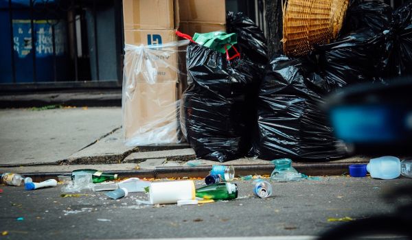 trash littering the street