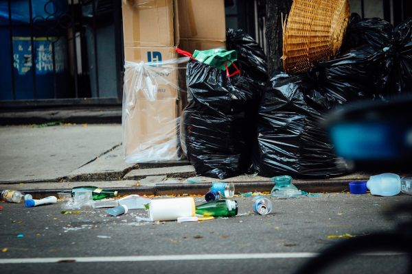 trash littering the street